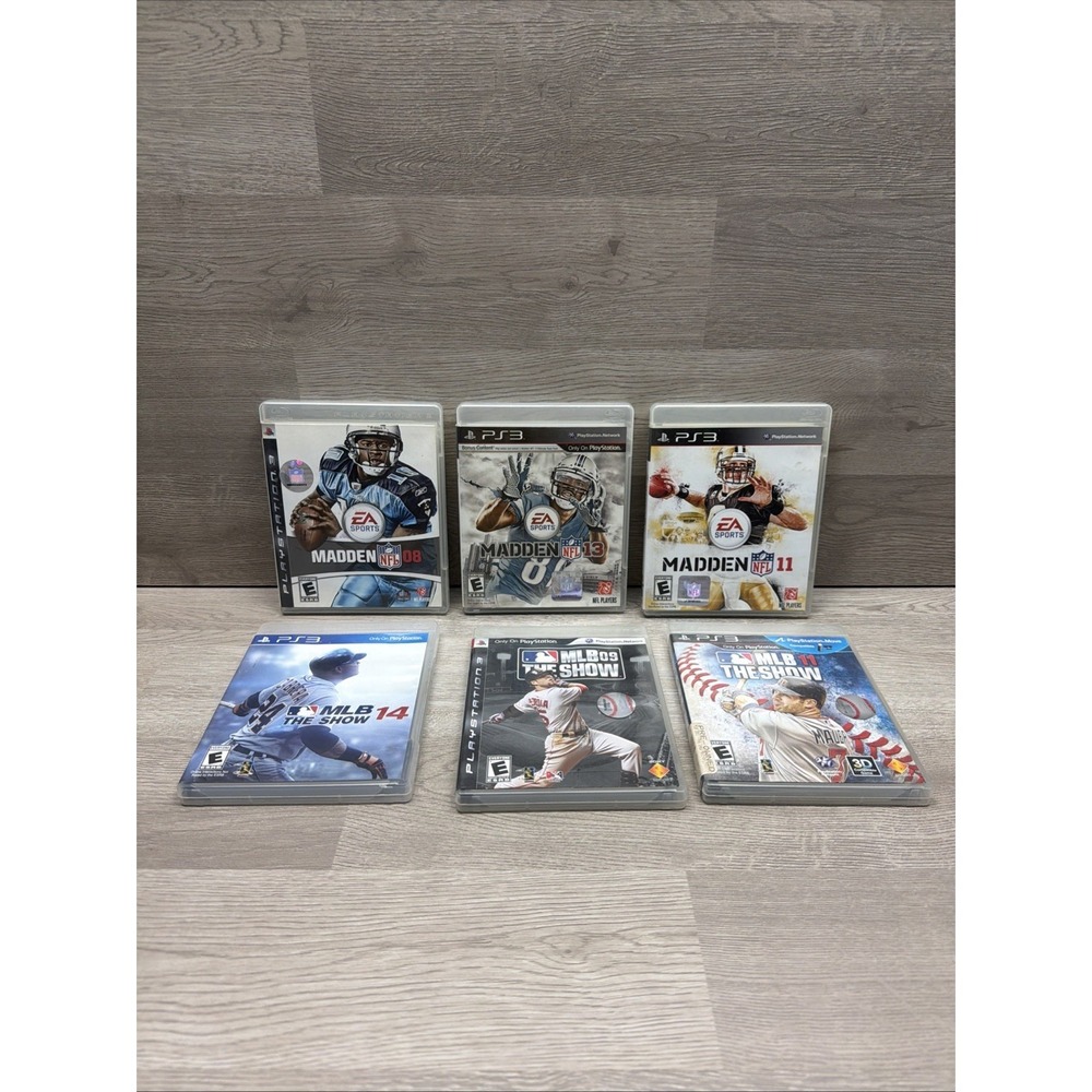 PS3 PlayStation Games Lot Of 6 Sports Lot Madden & MLB Baseball Tested Very Nice